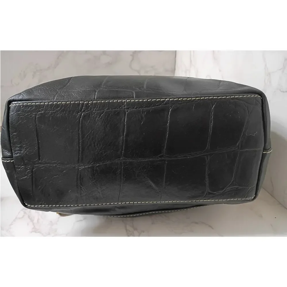 DOONEY & BOURKE Vintage Annalisa Black Embossed Leather Hobo Bag - EUC